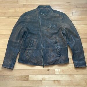 John Varvatos sheep skin leather biker jacket